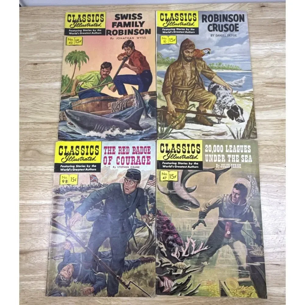 Vintage Lot of 13 Classics Illustrated Comic Books All 15 cents 1940/50/60S RAW